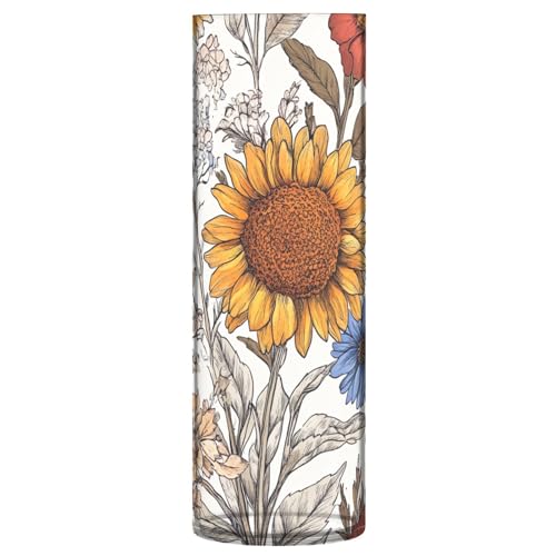 Jarrón de plástico de 11.8 pulgadas, decorativo, estético, transparente, grande, para centros de mesa, estantería, boda, flores, girasol, zinnia, jacinto blanco