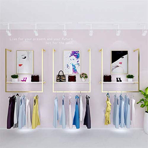 Clothing Store Simple Wall Mounted Metal Display Rack, Window Hanging Garment Racks, U-shaped Shelf, Wedding Dress Organization, Home Clothes Rod Storage Towel Rack (Gold C, 39" L)