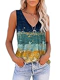 ETCYY Tie Dye Sleeveless V Neck Tank Tops for Women Summer Cute Printed Loose Fit Workout Athletic Y