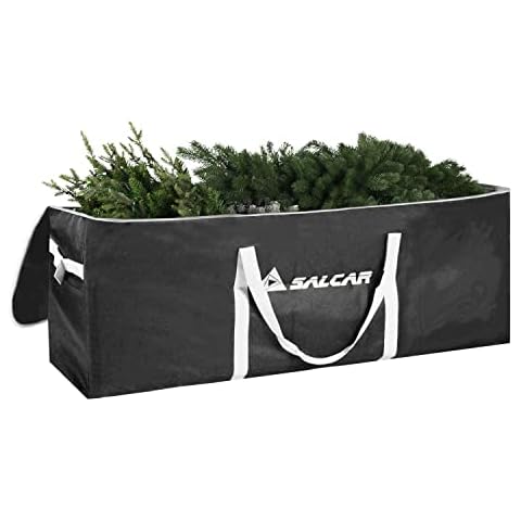 SALCAR Christmas Tree Storage Bag - Fits Up To 4Ft - 8Ft Extra Wide Opening Reinforced Handles & Card Slot Waterproof Material 600D Oxford,Xmas Storage Bag for Christmas Decoration,130x40x50cm,Black Cover