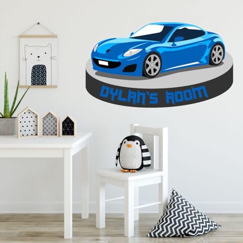 Vinilo Decorativo Personalizable para Pared con Auto Azul miniatura 5