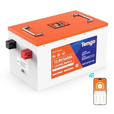 TEMGO 12.8V 460Ah LiFePO4 RV Battery with Self-Heating, Touchable Screen & APP Monitoring, Built-in 300A BMS, 5888Wh Usable Energy, 5000+ Cycles Lithium Battery for Camper, Solar, Off-Grid, Marine