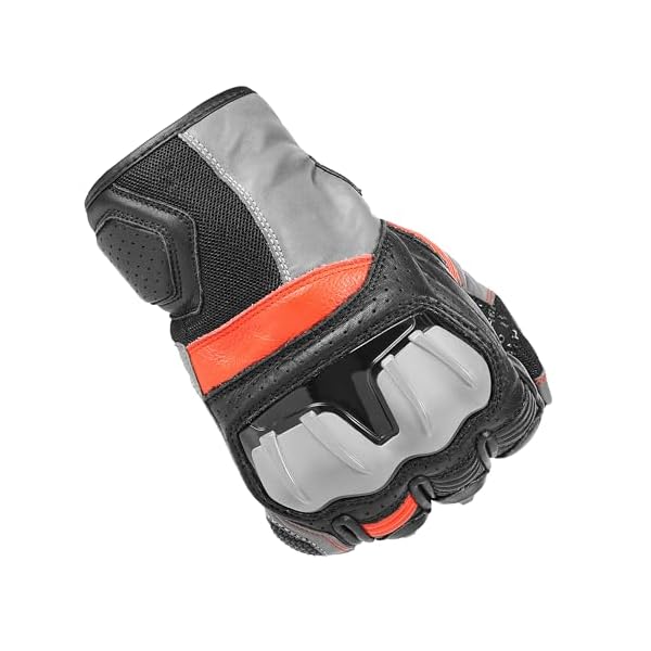 Hero MotoCorp Cycling Leather Short Riding Gloves - Knuckle & Finger Protection, Touch Screen Sensitive, with Palm Slider (Size L)