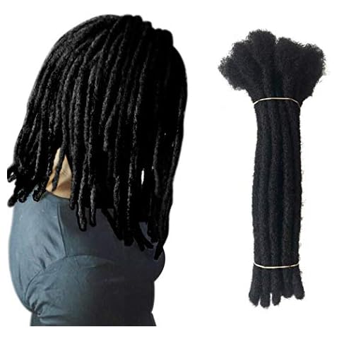 YOTCHOI Human Hair Dreadlocks Extension Handmade Locs Large Size(diameter 0.8cm) 10inch 60 Strands/pack Natural Black #1B Cover