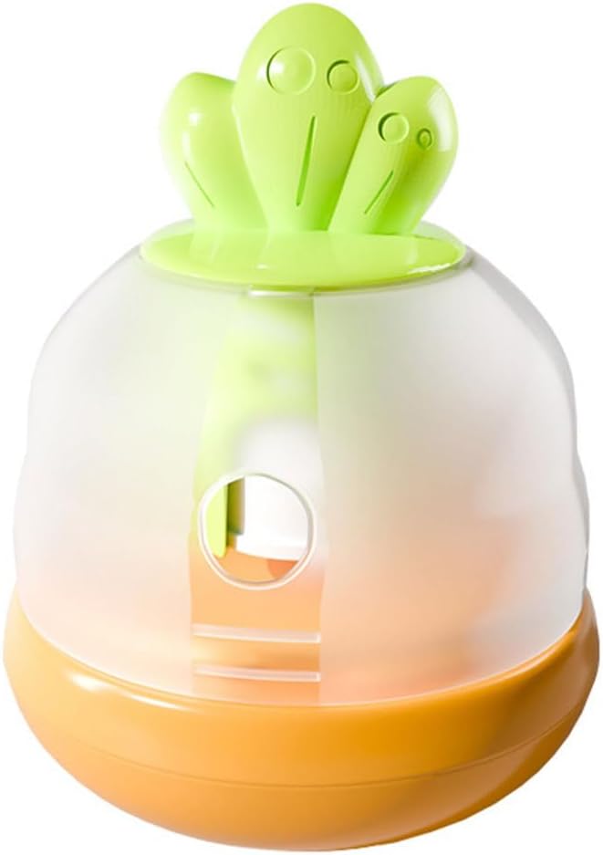 DONGKER Dog Training Ball,Cartoon Carrot Shape Pet Food Dispenser Puzzle Toys Built-in Sound Generator for Puppy Small Medium Dogs Indoor Cats