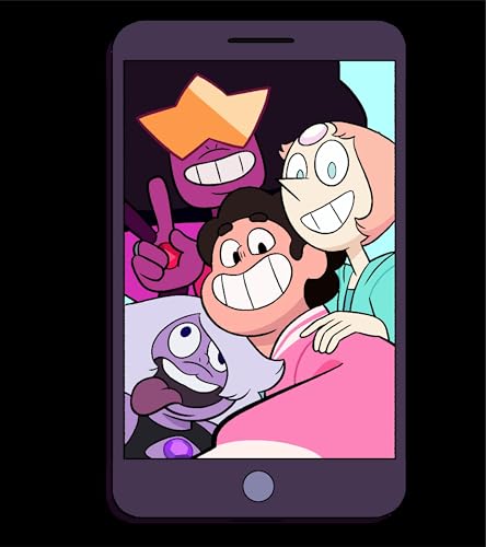 Steven Universe Characters On Phone Men's Black Graphic Sleep Pajama Shorts2