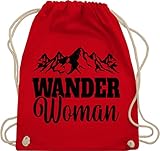 Turnbeutel Jute Beutel Gym Bag Rucksack - Sport Wandern Football & Co. - Wander Woman - schwarz - Unisize - Rot - turnbeutel rot - WM110