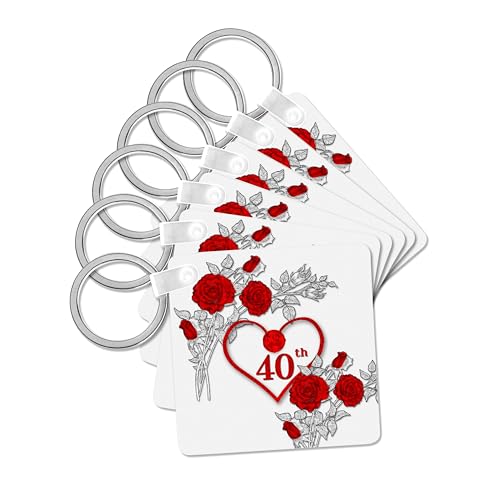 Porte-clés cœur rouge 40e anniversaire, accessoires élégants pour mariage