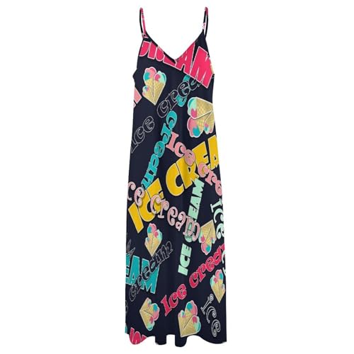 Robe maxi sans manches crème glacée, création d'été fluide de qualité supérieure - 3