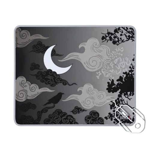 Image of LEVELX Gaming Mouse Pad, Speed Type Smooth Surface, Moon and Crow Design, 24x20cm, 3mm Thickness