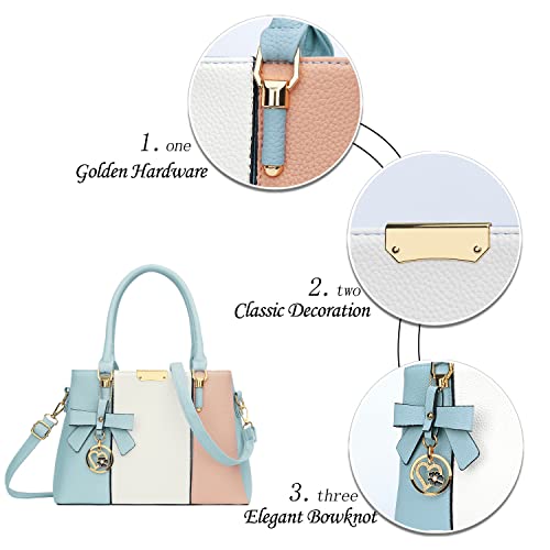 kkxiu 3 zippered compartments purses and handbags for women top handle satchel shoulder ladies bags