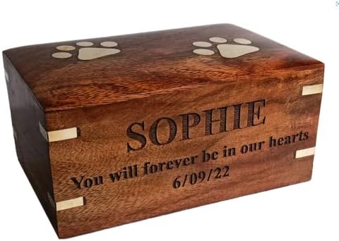 Rosewood Pet Urn for Dog Ashes – Personalized Wooden Urn for Ashes – Memorial Keepsake Funeral Cremation Urn Box (X-Small: 5″ x 3″ x 2″ – 10lbs or 4.5kg, Personalized)