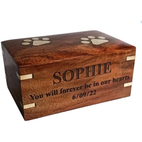 Personalised Rosewood Pet Urn for Dog Ashes Cover