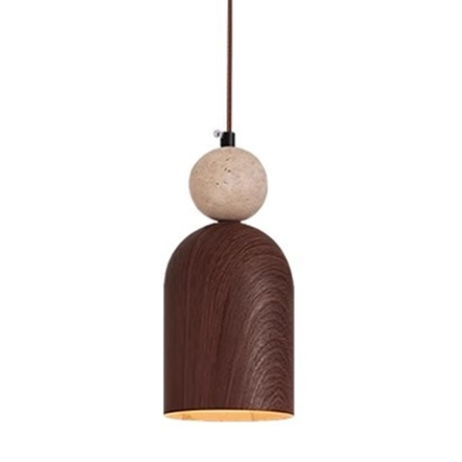 MTNROO Travertine Stone Hanging Ceiling Light 3.9in Pendant Lamp Chandelier Spherical Travertine Wood Grain Metal Lampshade E27 Socket Wabi-sabi Industrial Style for Indoor Restaurant Living Room
