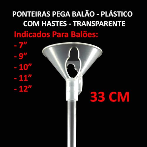 Kit 50 Pega Balão Ponteiras Vareta Suporte Bexiga Centro Mesa Haste Canudo Simples Arco Transparente