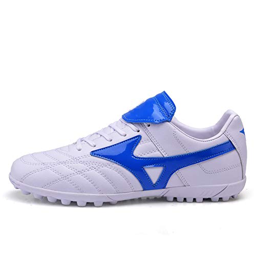 KANGLE Unisex Niños Adultos Zapatos de fútbol Botas, Transpirable TF Niños Zapatos de fútbol Botines Césped Fútbol Niño Deportes al Aire Libre Entrenadores Zapatillas de Deporte,Blanco,43