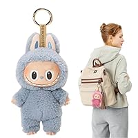 LUCKYKUN Labubu Popmart Monster Keychain, Labubu Doll, Labubu Peluche Llavero, Peluche Labubu, colgante de peluche Labubu, Muñeca de peluche Labubu, regalos para niños y niñas (azul), azul, 1