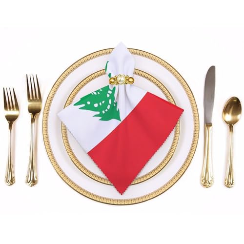 Servilletas de mesa de tela para bodas y fiestas con banderas de Israel y Líbano 4