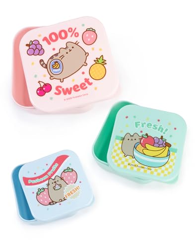 Pusheen - Juego de ollas para aperitivos de gato en azul claro, rosa y verde...