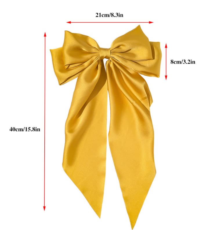 Miniatura 2 de HLLMX - 2 pinzas para el cabello con lazos grandes, de satén suave, sedoso con cola larga, pasador francés, lazos grandes, pasadores para el