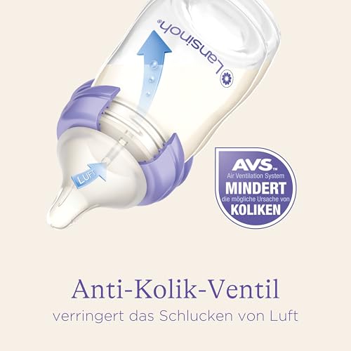 Lansinoh Glas Babyflasche mit NaturalWave Sauger Gr. S, 160 ml