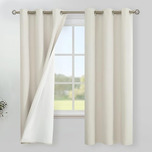 Image of YoungsTex Linen Blackout Curtains 63 Inch Length for Bedroom, Full Room Darkening Window Drapes with Grommet for Living Room Thermal Insulated Faux Burlap Blinds, 2 Panels, 42 X 63 Inch, Linen