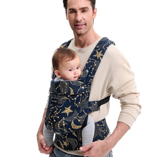Momcozy Baby Carrier Newborn to Toddler - Ergonomic, Cozy and Lightweight Infant Carrier for 7-44lbs, Effortless to Put On, Ideal for Hands-Free Parenting, Enhanced Lumbar Support, Starry Sky