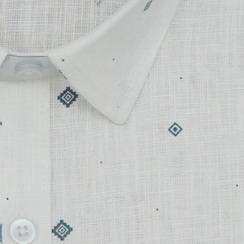Image of GHPC Cotton Linen Printed Half Sleeves Regular Fit Formal Shirt for Men