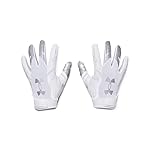 Under Armour boys Youth F8 Football Gloves , White (100)/Metallic Silver , Youth Medium