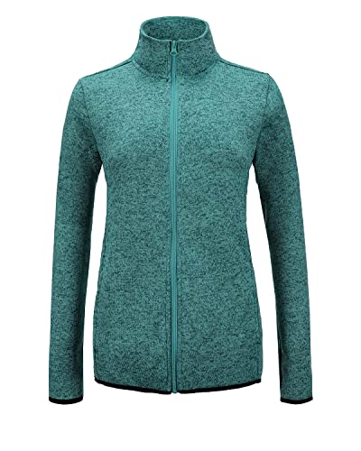 Image of Dolcevida Women's Long Sleeve Sweater Fleece Zip Up Speckled Jacket with Pockets