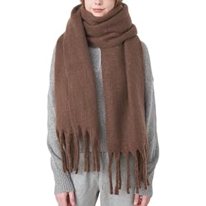 OUNIYA Großer, klobiger Schal, übergroße flauschige Schals, Decke, große Wolle, dick, Winter, warm, Braun, Large