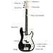 Goplus Electric Bass Guitar, Full Size 4 string with Strap Guiter Kit/w Carrying Bag, 2 Pickup, Perfect Bass for Beginners (Black Bass 4 Straps)