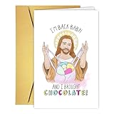 UUEFKTN Funny Jesus Easter Card, Humorous Jesus Eggs Chocolate Card, Easter Sunday Celebration Card, Humorous Easter Card For Friends Family Member