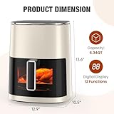 Sweetcrispy 6QT Air Fryer with Window, Square Airfryer Oven 12-in-1 for Family, 400°F Rapid Air Crispy Technology, Roast Bake Dehydrate, Nonstick & Easy-Clean Basket, White