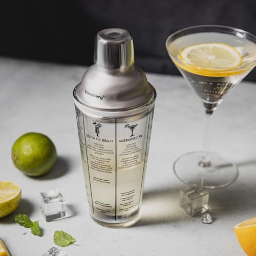 Coctelera de cristal graduada Klausberg de 400 ml con guías de mezclas 3