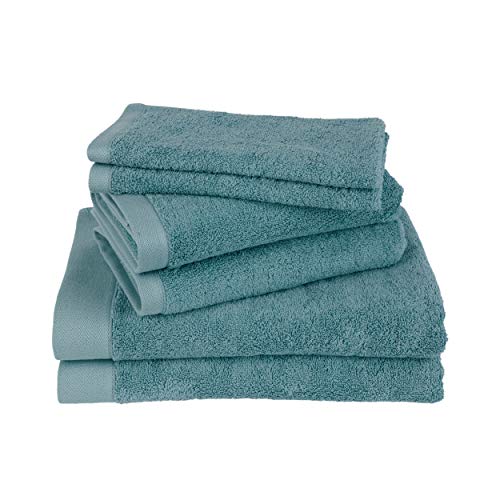 Clarysse Juego de 6 toallas de baño, 100% algodón peinado, calidad de hotel, juego de baño, marca belga, 500 g/m2, color verde azulado Cover