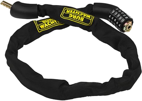 Burg Wächter Vierkantkette, Fahrradschloss mit Zahlencode, Kette für Fahrrad, Motorrad, E-Scooter, Gartenmöbel, 280 C 90, Schwarz, 90 cm