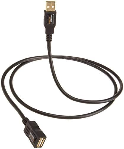 Amazon Basics USB-A 2.0 Extension Cable, for Printer, Mouse or Keyboard, Male to Female, 480Mbps Transfer Speed, 9.8 Foot, Black
