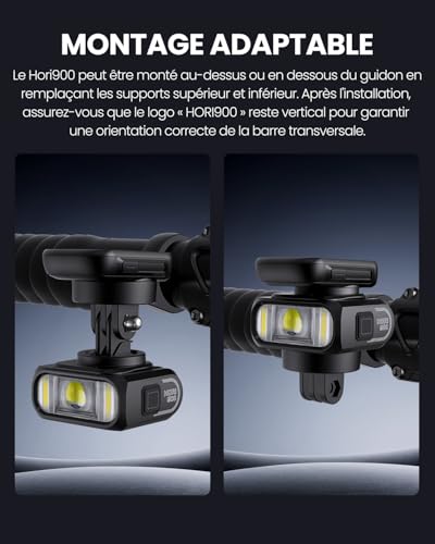 Magicshine Hori900 Phare de vélo à Double Montage 900 lumens Super Lumineux Indépendant DRL Fast USB-C Charge IPX6 étanche – vue 4