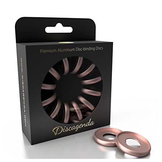 Discagenda Aluminum Disc-Binding Discs 33mm 1.3in 12 Piece Set Rose Gold