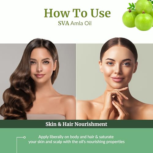 Image of SVA Organic Amla Carrier Oil, Huge Bottle, Large Size, 16 Fl Oz (473 ml) | Amla Oil for Hair Care, Scalp Care, Scalp Massage, Hair Oiling, Face Care, Skin Care, Body Massage & DIY Beauty Blends