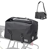 ROCKBROS Fahrrad wasserdichte Gepäckträgertasche 16L mit Rollverschluss, Robuste Rear Rack Bag mit Schultergurt & Reflektierendem Logo, Hinten Fahrradtasche Umhängetasche für Pendeln, Touren & Alltag