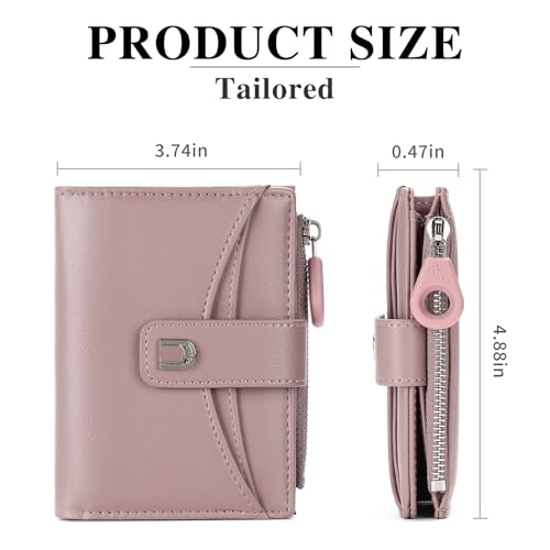 Image of Small Wallets for Women Vegan Leather Bifold Card Holder with Zipper Pocket
