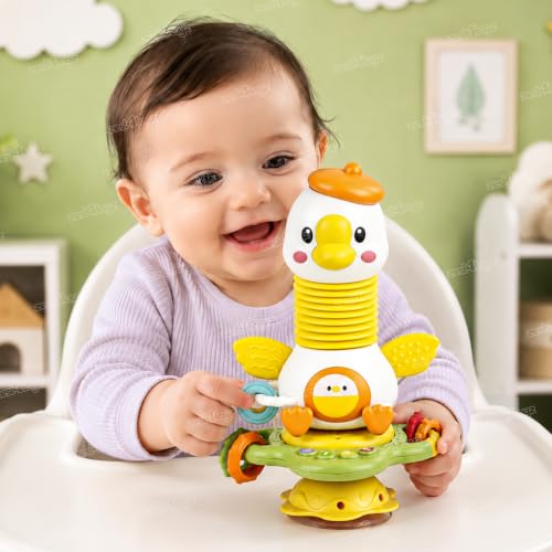 Image of Zest 4 Toyz Musical Learning Duck Toy for Kids | Sleep Song Music | 5in1 Suction ,Spinner, Rattle, Squeeze & Sensory Play | BPA-Free, Safe & Durable | Interactive Learning Toys for 6+ Months Kids