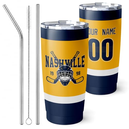 Image of ANTKING Nashville Tumbler 20oz Custom Name Number Travel Mug Gifts | Stainless Steel Insulated Coffee Cup for Men Women