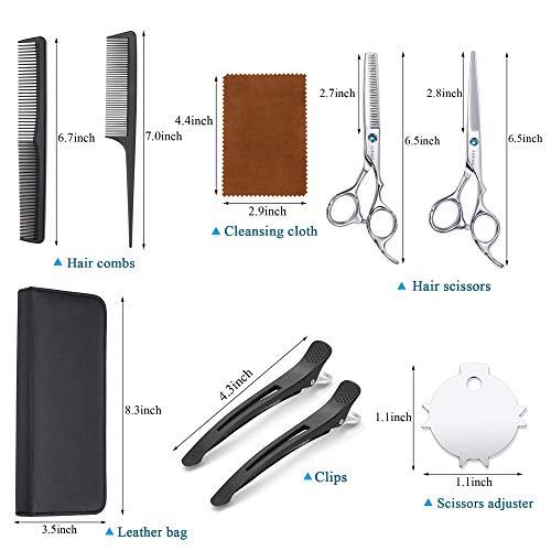 Hair Cutting Scissors Kit, Aethland Professional Barber Hairdressing Scissors Set ( Trimming Shaping Grooming Thinning Shears) For Men Women Pets Home Salon Barber Haircut, 6.5" Japanese 9Cr Ss #TOP3