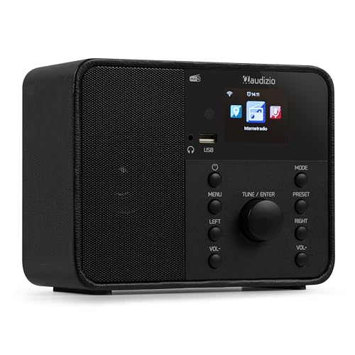 Audizio Nardo - Internetradio WLAN und DAB Radio mit Bluetooth, 40 Watt Lautsprecher, FM & UKW, Auto-Suchlauf, 250 Speicherplätze, Fernbedienung, Wecker, Sleeptimer, USB, DAB+ Küchenradio - Schwarz