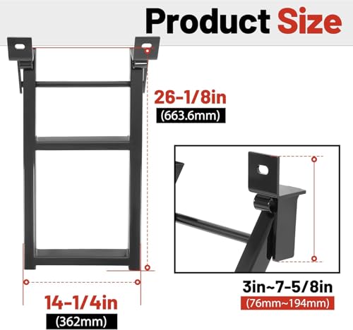 Image of HECASA 2-Rung Truck Step Retractable 27 Inch W /L-Shaped Bracket Truck Bed | Ladder Tailgate Ladder Accessories Steel Powder Coated Black