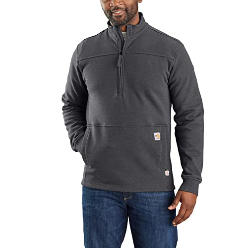 Image of Carhartt Men's Flame Resistant Rain Defender Relaxed Fit Mock Neck Fleece Pullover