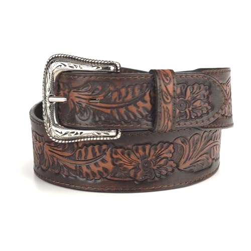 Nocona Men's Embossed Floral Tapered Belt, Brown, Size 342